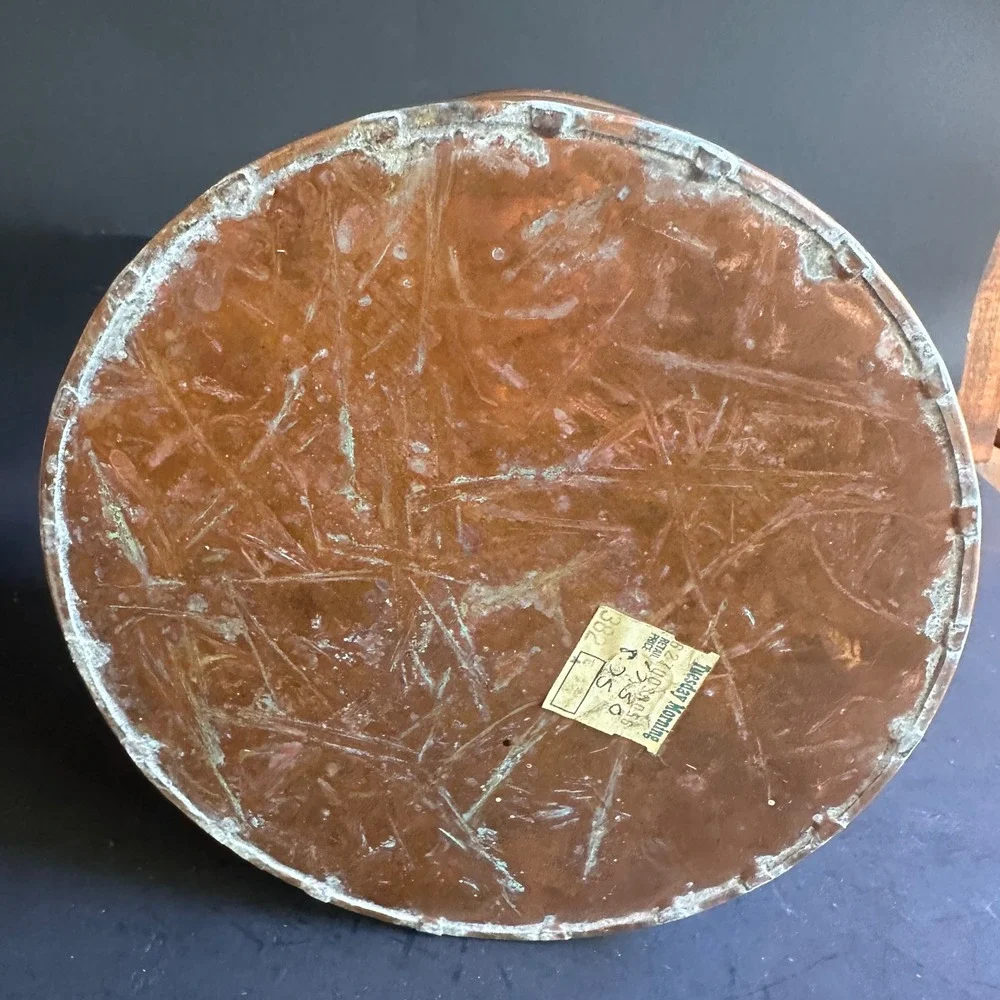 Rustic Copper Planter Cachepot Round Pot Farmhouse Decor Aged Patina 8 Inch